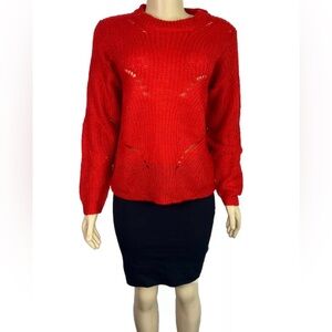 Jacqueline de Yong Jdydaisy Long Sleeve  Pullover Knit Red Sweater Top Sz M